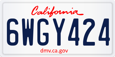 CA license plate 6WGY424