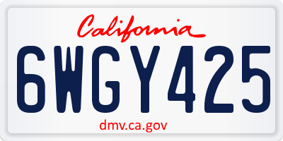 CA license plate 6WGY425