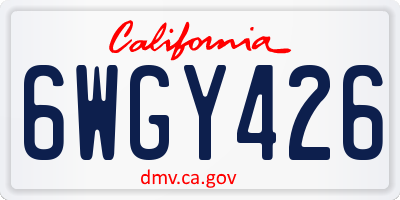 CA license plate 6WGY426