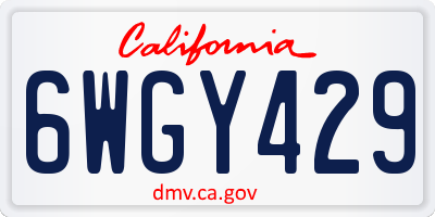CA license plate 6WGY429
