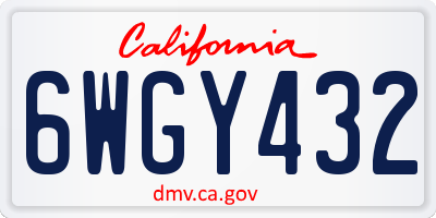 CA license plate 6WGY432