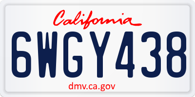CA license plate 6WGY438