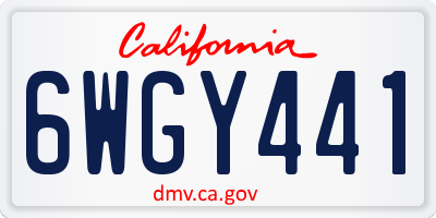 CA license plate 6WGY441