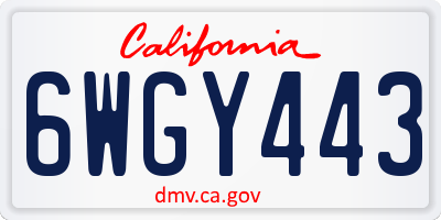 CA license plate 6WGY443