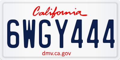 CA license plate 6WGY444