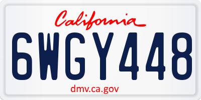 CA license plate 6WGY448