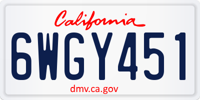 CA license plate 6WGY451