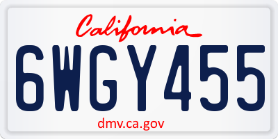 CA license plate 6WGY455