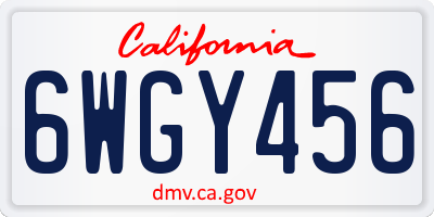 CA license plate 6WGY456