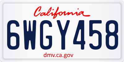 CA license plate 6WGY458