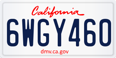 CA license plate 6WGY460