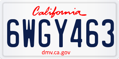 CA license plate 6WGY463