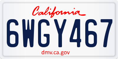 CA license plate 6WGY467