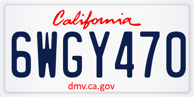 CA license plate 6WGY470
