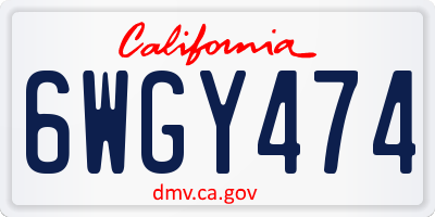 CA license plate 6WGY474