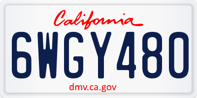 CA license plate 6WGY480