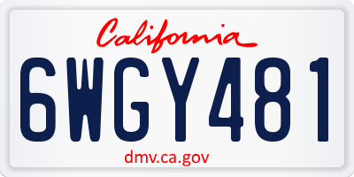 CA license plate 6WGY481