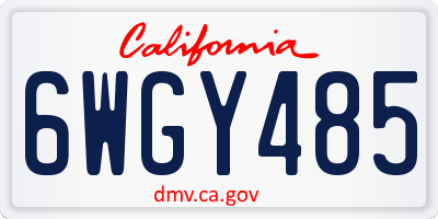 CA license plate 6WGY485
