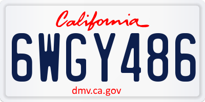 CA license plate 6WGY486