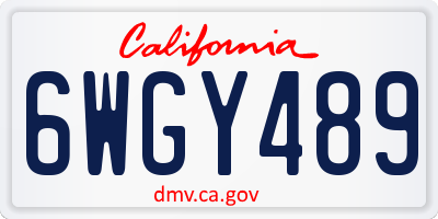 CA license plate 6WGY489