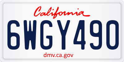 CA license plate 6WGY490