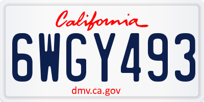 CA license plate 6WGY493