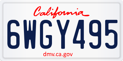 CA license plate 6WGY495