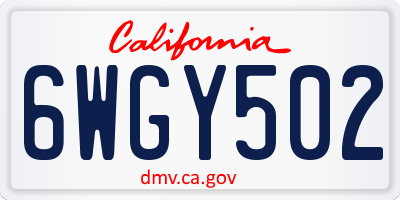 CA license plate 6WGY502