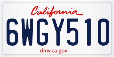 CA license plate 6WGY510