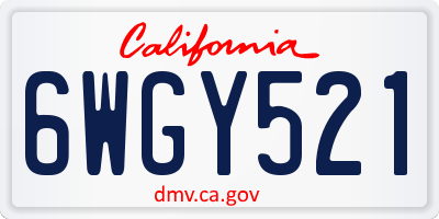 CA license plate 6WGY521