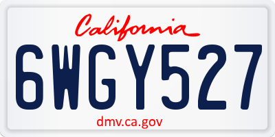 CA license plate 6WGY527