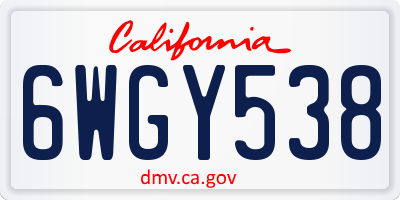 CA license plate 6WGY538