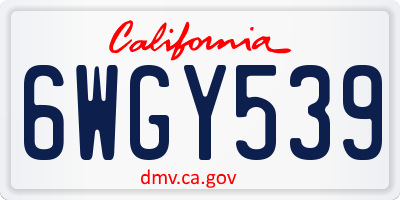 CA license plate 6WGY539
