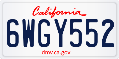 CA license plate 6WGY552