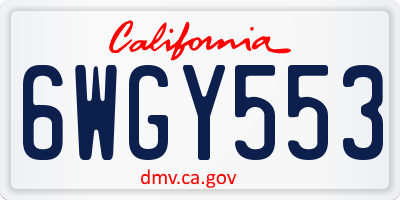 CA license plate 6WGY553