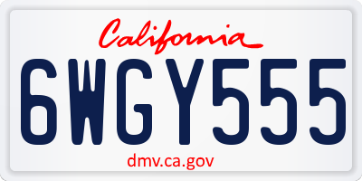CA license plate 6WGY555