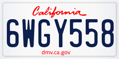 CA license plate 6WGY558