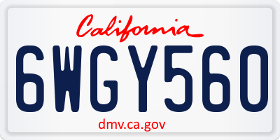 CA license plate 6WGY560