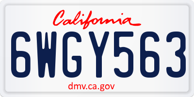 CA license plate 6WGY563