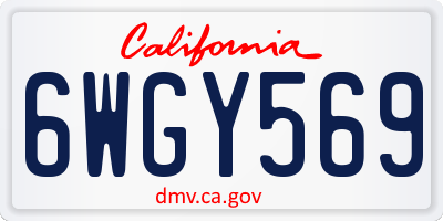 CA license plate 6WGY569