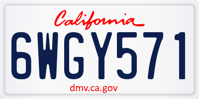 CA license plate 6WGY571