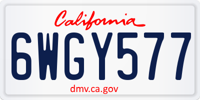 CA license plate 6WGY577