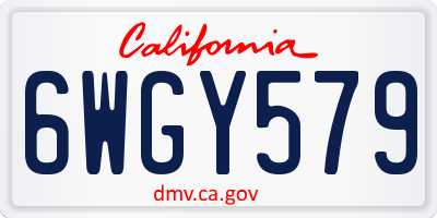 CA license plate 6WGY579