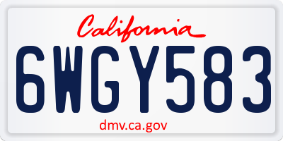 CA license plate 6WGY583