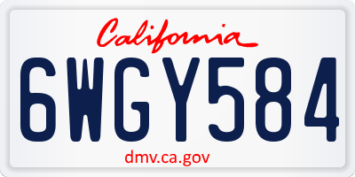 CA license plate 6WGY584
