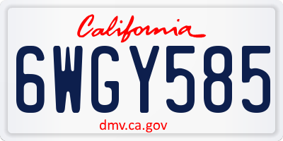 CA license plate 6WGY585