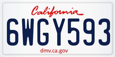 CA license plate 6WGY593