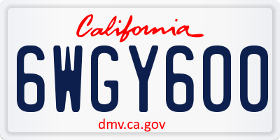 CA license plate 6WGY600