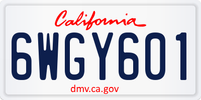 CA license plate 6WGY601