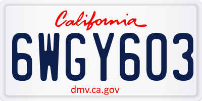 CA license plate 6WGY603